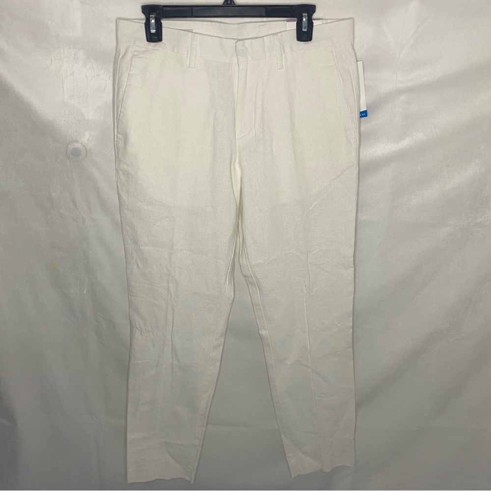 NWT Perry Ellis Mens Slim Fit Stretch Essentials Dress Pants Bright White 32x32